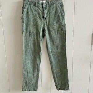 Anthropologie The Wanderer Green Leaf Jacquard Straight Leg Jeans 28